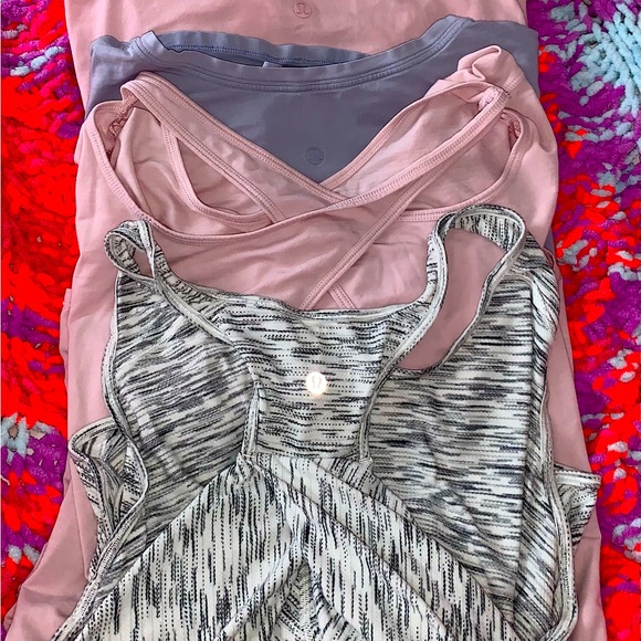 LOT OF 6 LONG & SHORT SLEEVE SIZE 12 LULULEMON TOPS BEAUTIFUL LIGHT COLORS - Picture 2 of 15